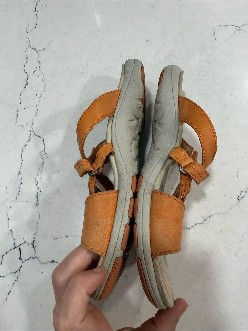 Merrell Women's Casual Orange Leather Slide Sandals 8